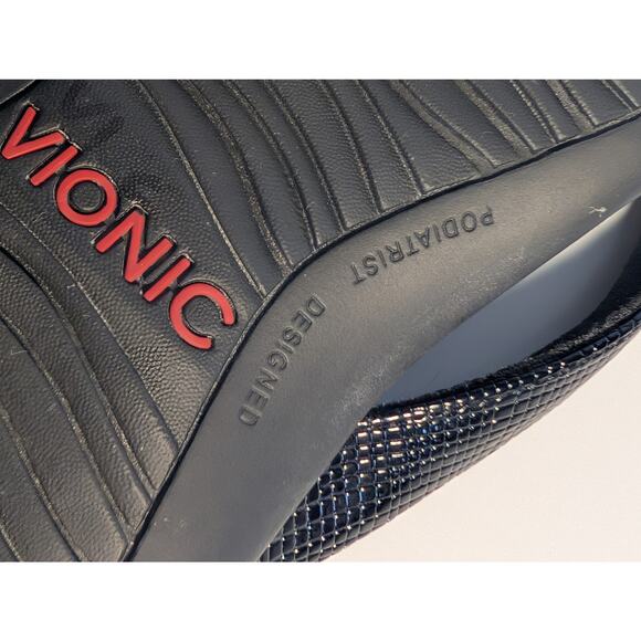 VIONIC Bella Toe Post Flip Flop Sandals with Bow Black Lizard Reptile Women's 7 - Picture 11 of 15